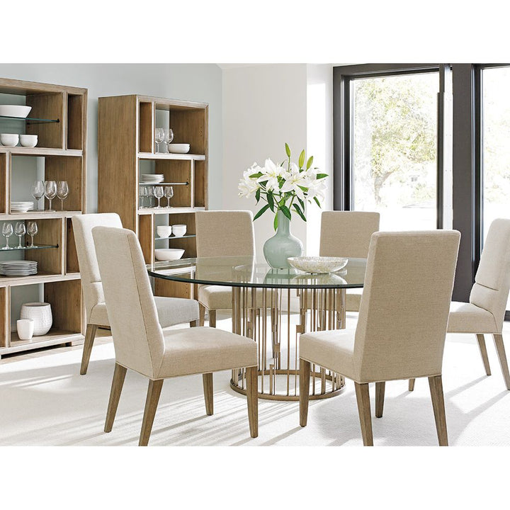 Dining Tables Rendezvous Round Metal Dining Table With 72 Inch Glass Top - Shadow Mist