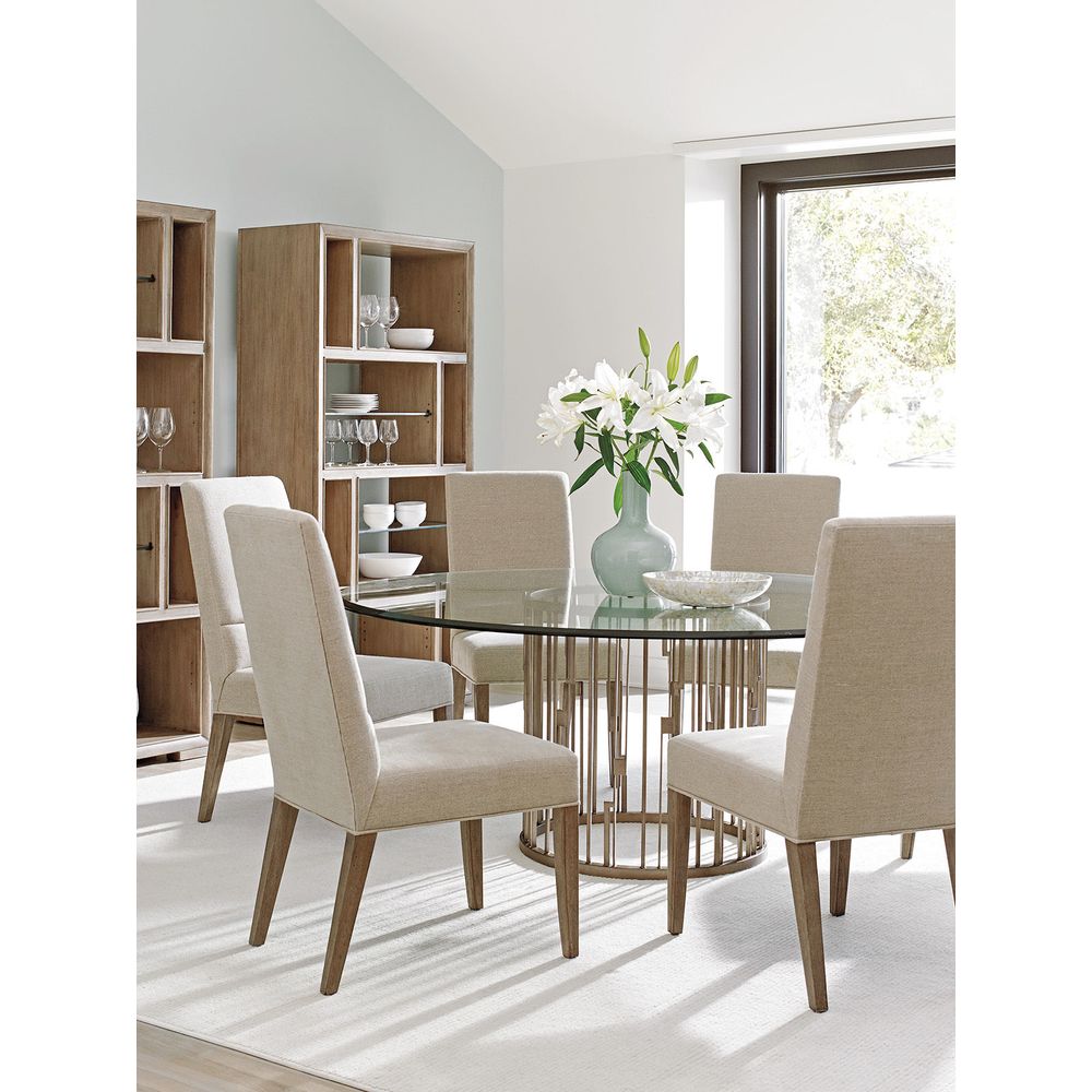 Dining Tables Rendezvous Round Metal Dining Table With 72 Inch Glass Top - Shadow Mist