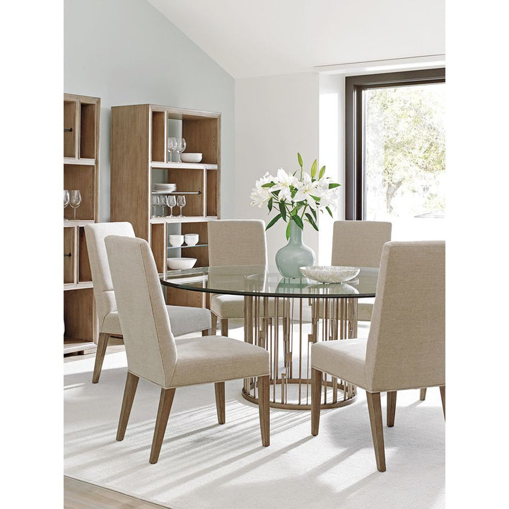 Dining Tables Rendezvous Round Metal Dining Table With 72 Inch Glass Top - Shadow Mist