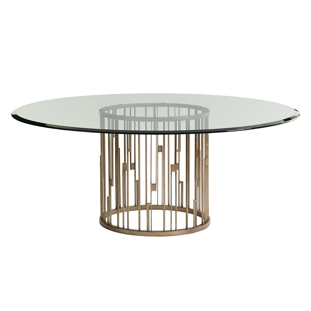 Dining Tables Rendezvous Round Metal Dining Table With 72 Inch Glass Top - Shadow Mist