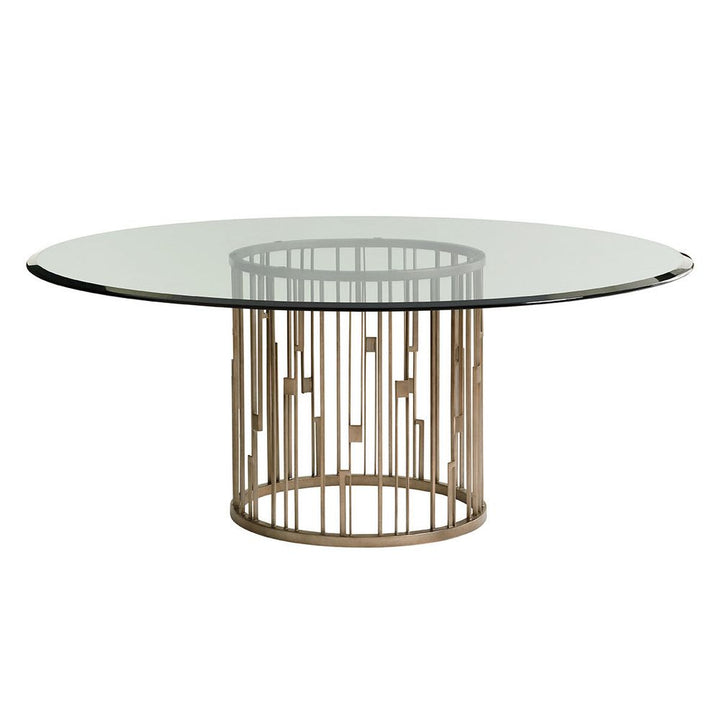 Dining Tables Rendezvous Round Metal Dining Table With 72 Inch Glass Top - Shadow Mist