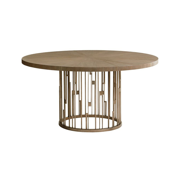 Dining Tables Rendezvous Round Metal Dining Table With Wooden Top - Shadow Mist