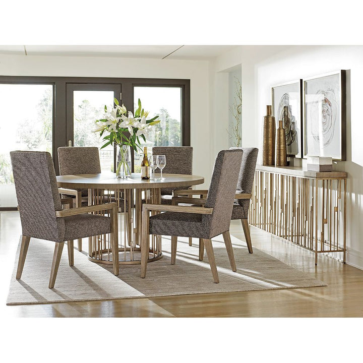 Dining Tables Rendezvous Round Metal Dining Table With Wooden Top - Shadow Mist