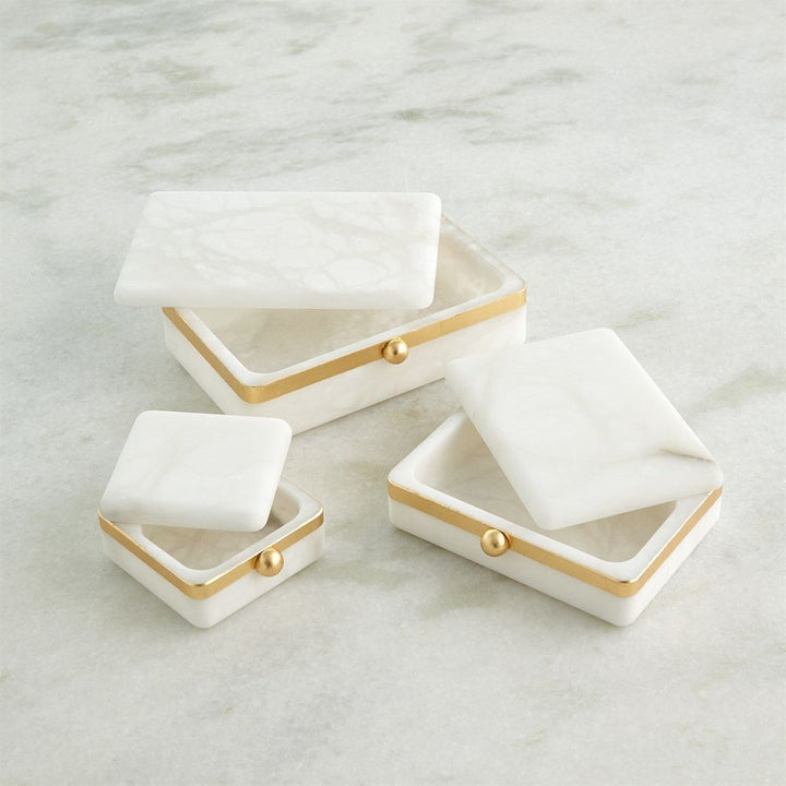 Gold Band Swivel Alabaster Box-Lg