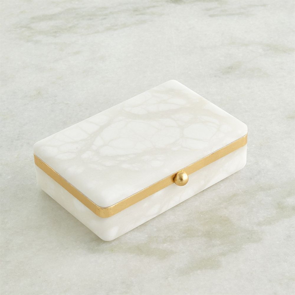 Gold Band Swivel Alabaster Box-Lg