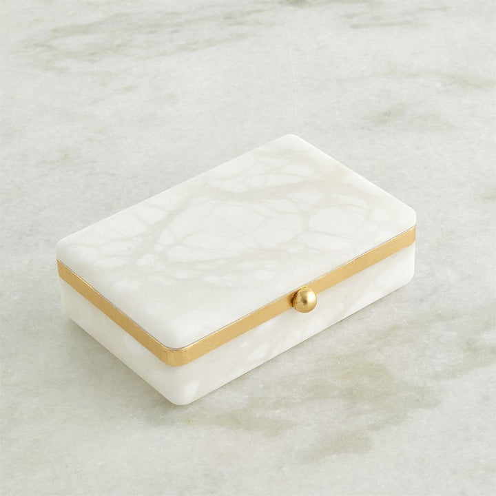 Gold Band Swivel Alabaster Box-Lg