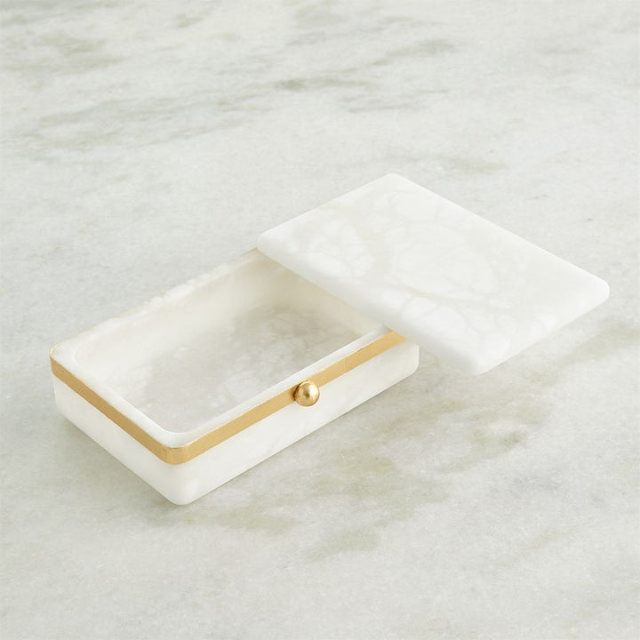 Boxes Gold Band Swivel Alabaster Box-Lg