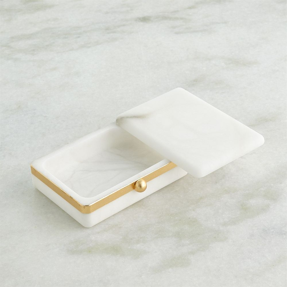 Boxes Gold Band Swivel Alabaster Box-Lg