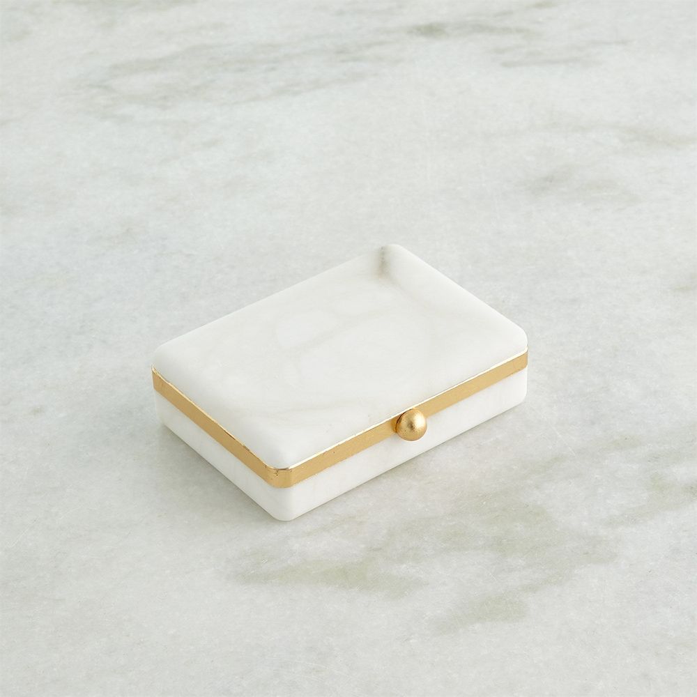 Boxes Gold Band Swivel Alabaster Box-Lg