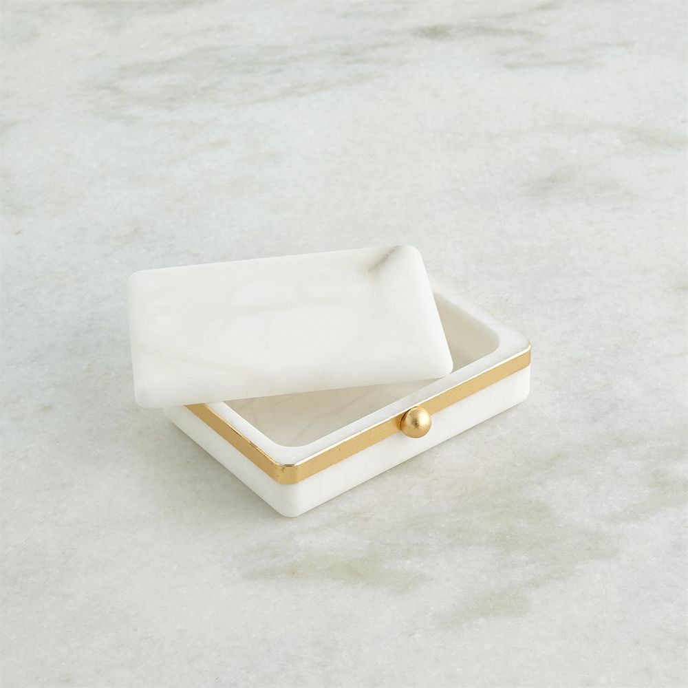 Gold Band Swivel Alabaster Box-Lg