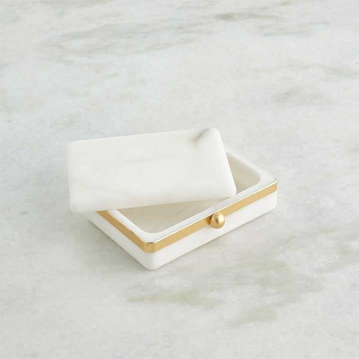 Gold Band Swivel Alabaster Box-Lg