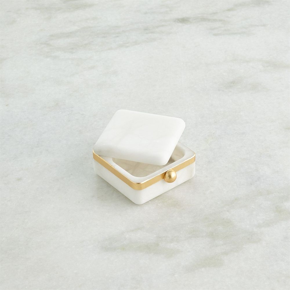 Gold Band Swivel Alabaster Box-Lg