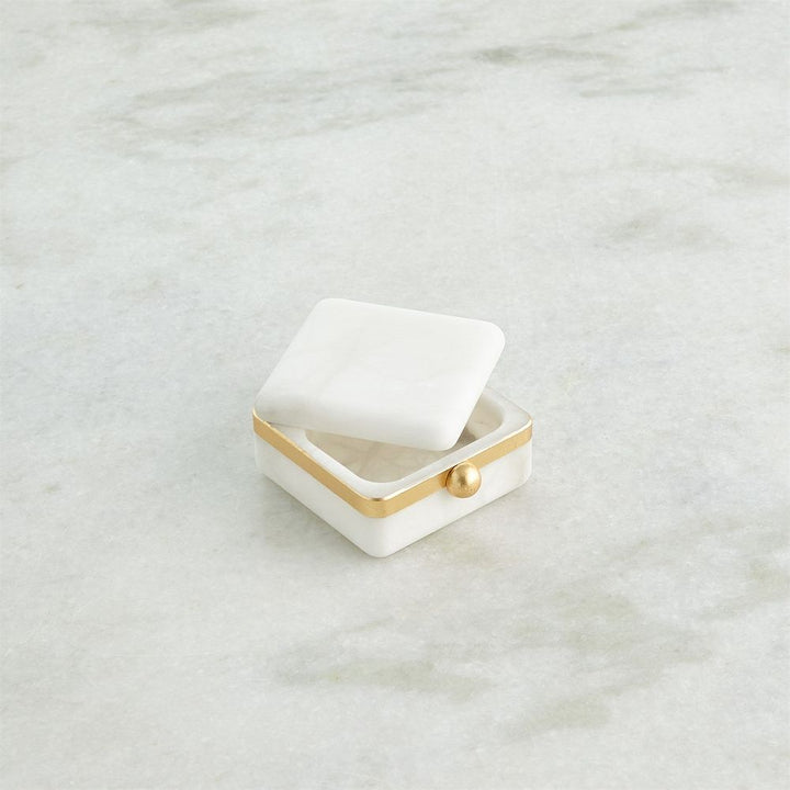 Gold Band Swivel Alabaster Box-Lg