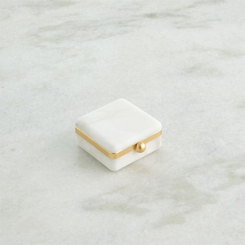 Gold Band Swivel Alabaster Box-Lg
