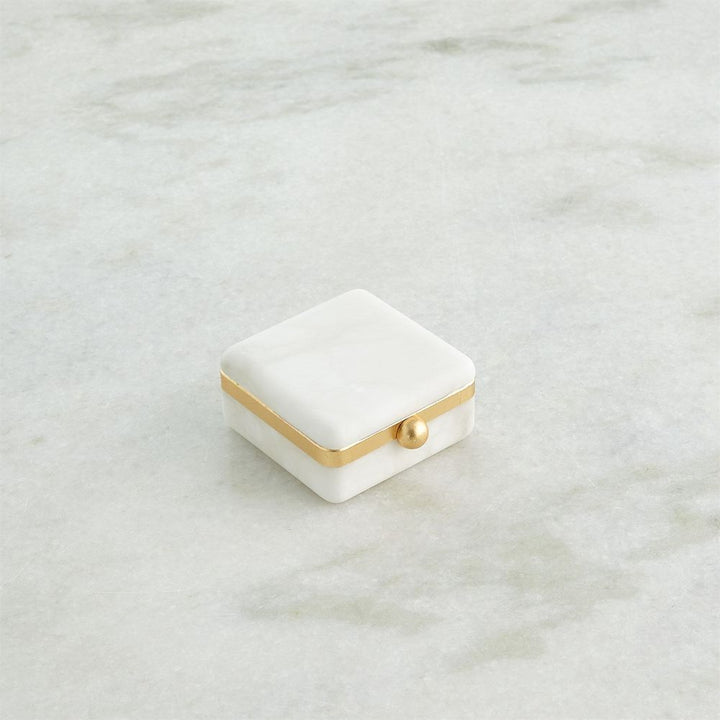 Gold Band Swivel Alabaster Box-Lg