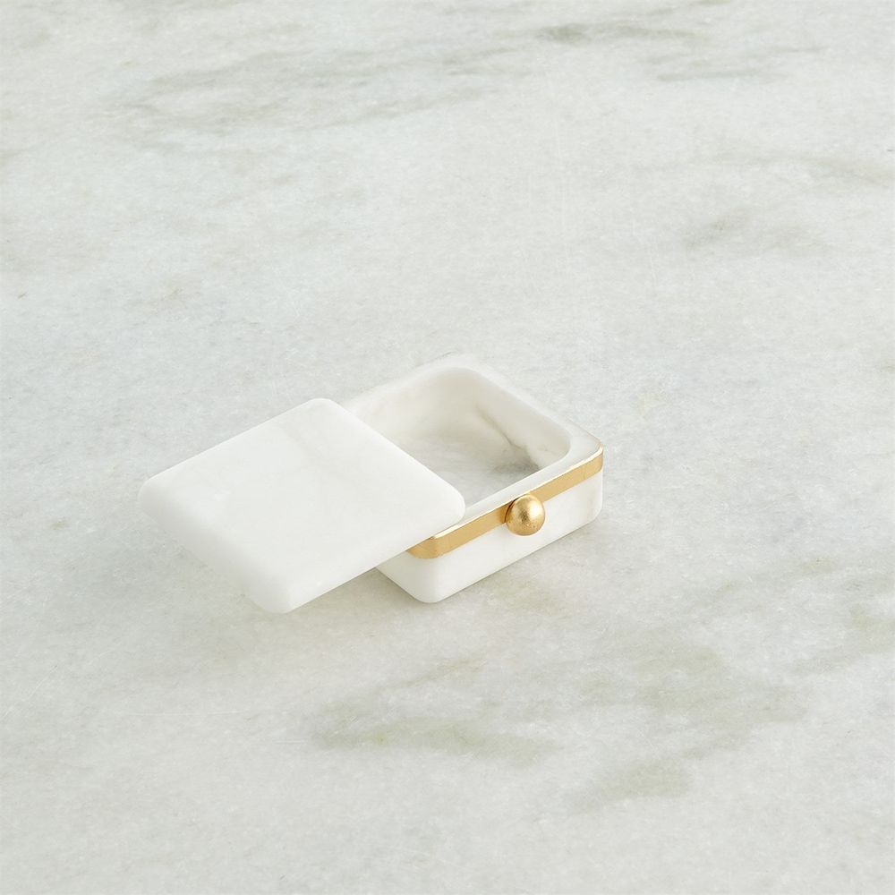 Gold Band Swivel Alabaster Box-Lg