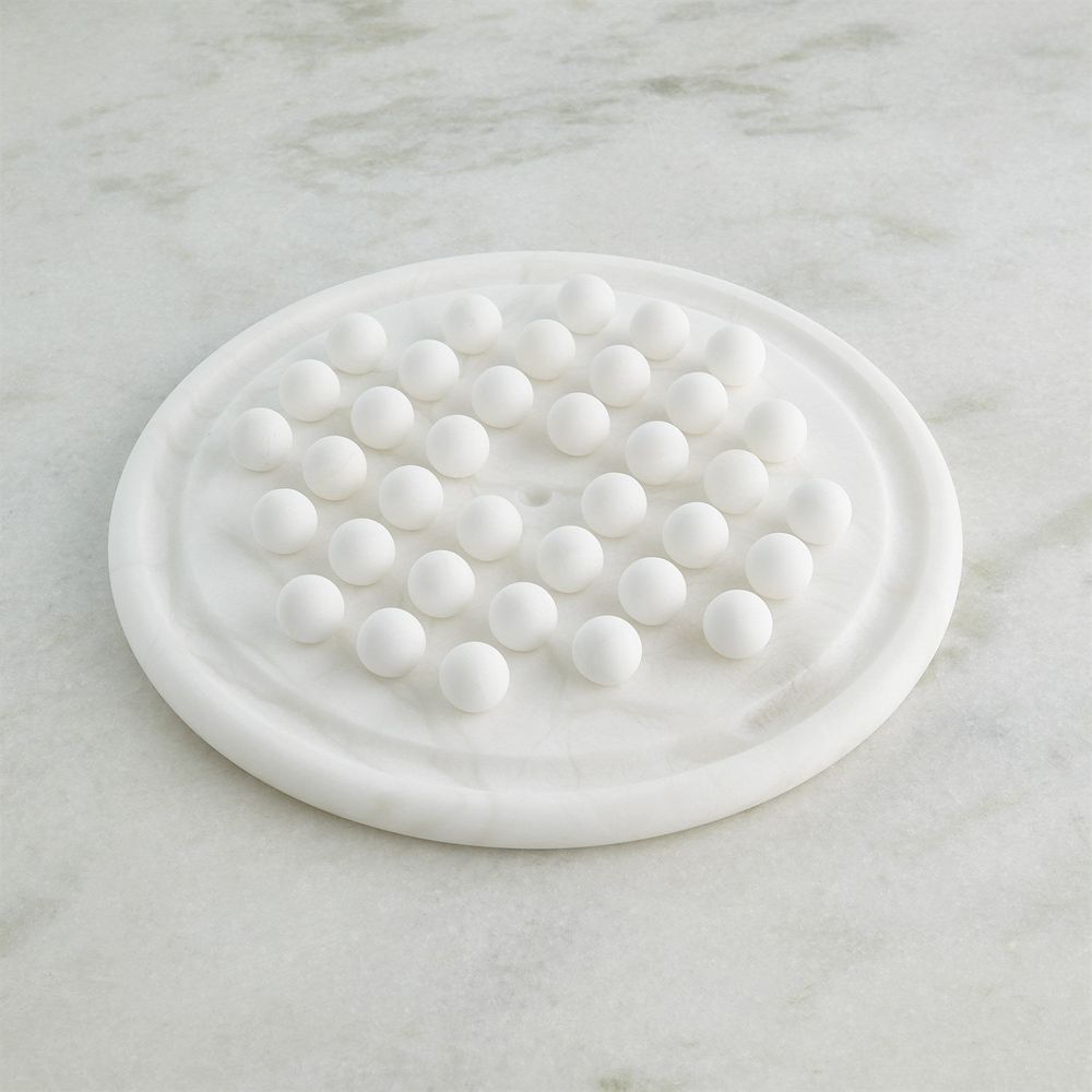 Alabaster Solitaire Game Set-White