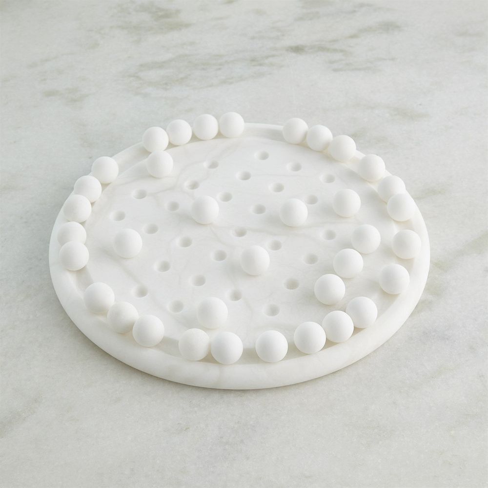 Alabaster Solitaire Game Set-White