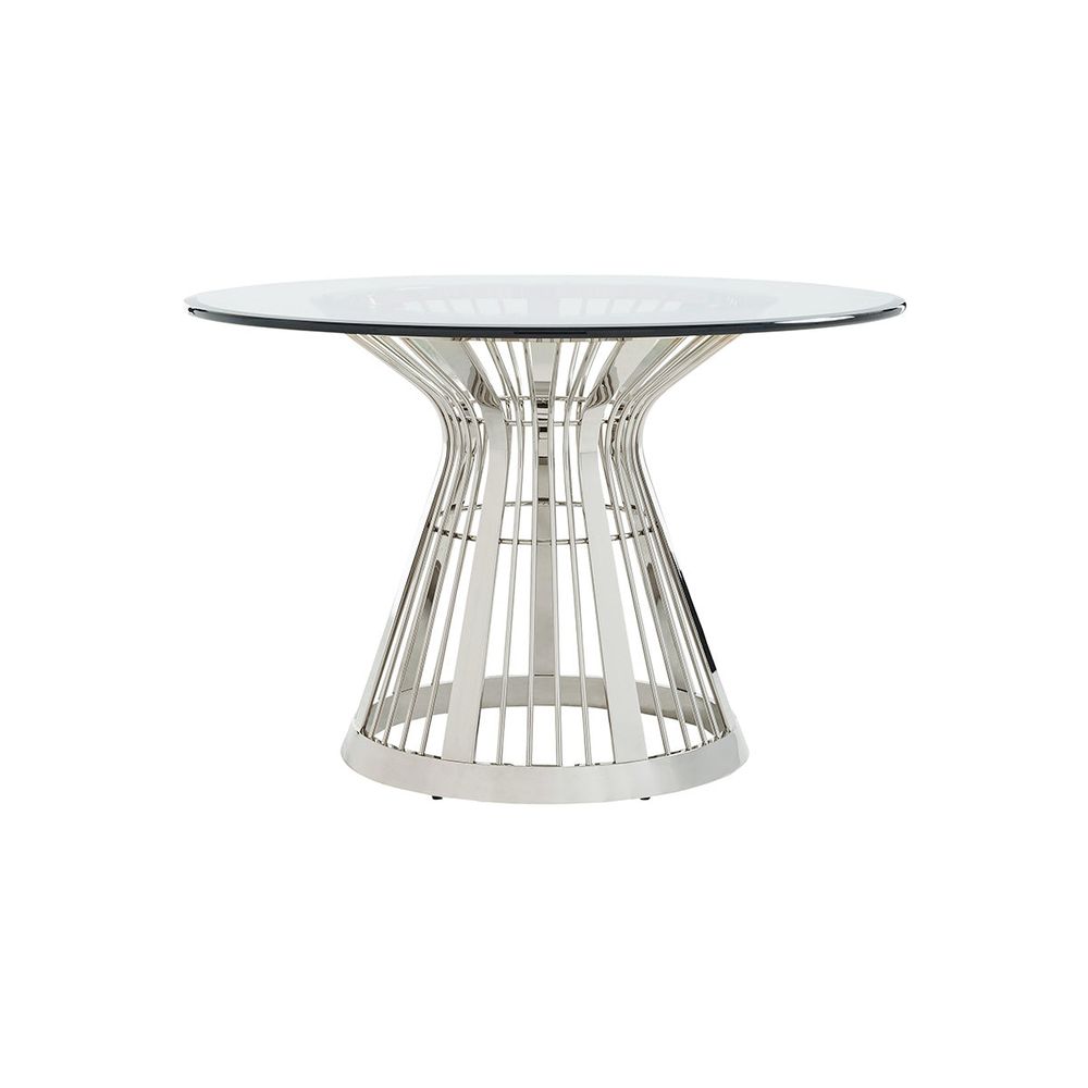 Dining Tables Riviera Stainless Dining Table With 48 Inch Glass Top - Platinum