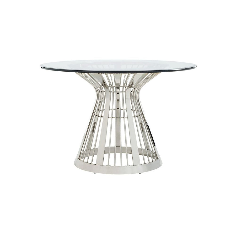 Dining Tables Riviera Stainless Dining Table With 48 Inch Glass Top - Platinum