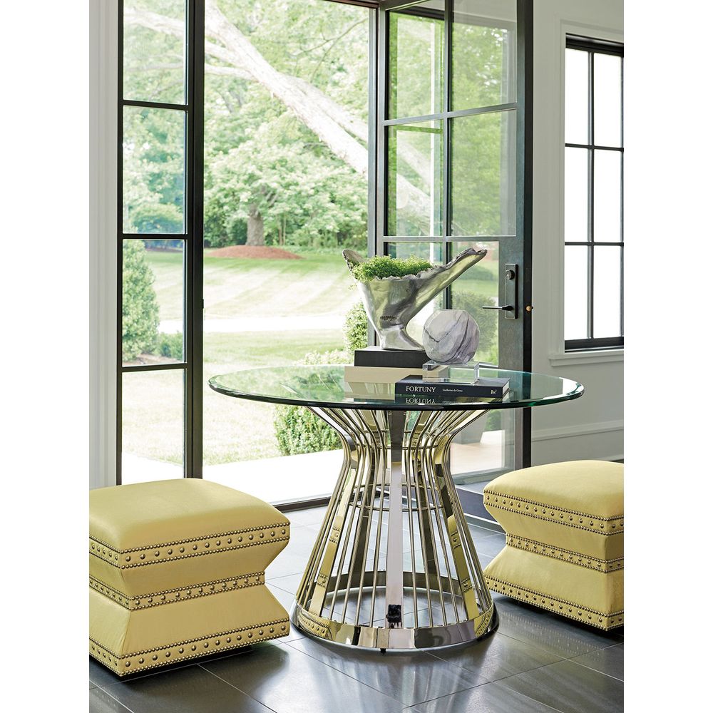Dining Tables Riviera Stainless Dining Table With 48 Inch Glass Top - Platinum