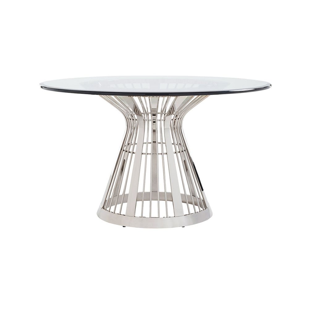 Dining Tables Riviera Stainless Dining Table With 54 Inch Glass Top - Platinum