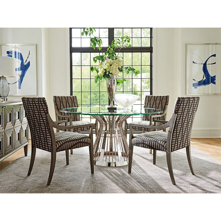 Dining Tables Riviera Stainless Dining Table With 60 Inch Glass Top - Platinum