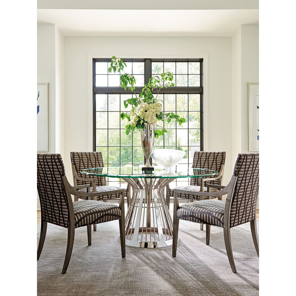 Dining Tables Riviera Stainless Dining Table With 60 Inch Glass Top - Platinum
