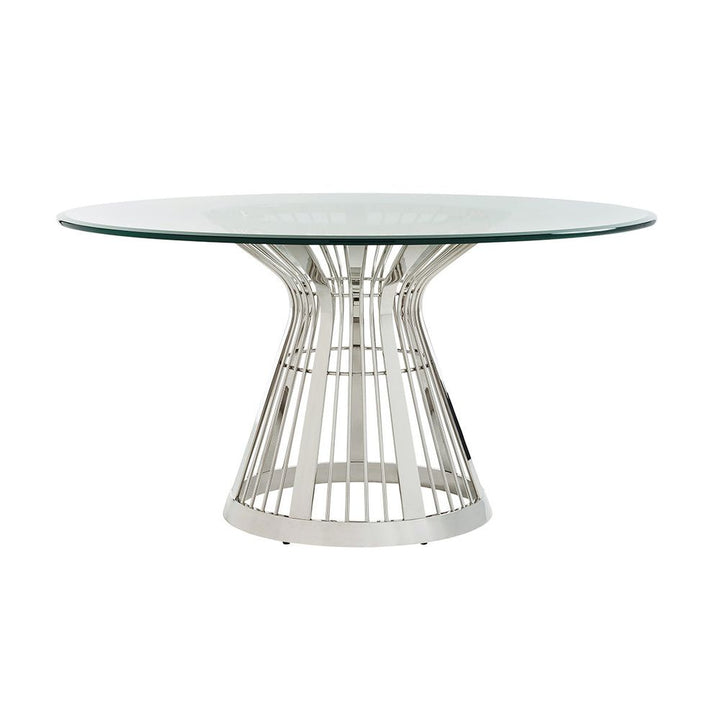 Dining Tables Riviera Stainless Dining Table With 60 Inch Glass Top - Platinum