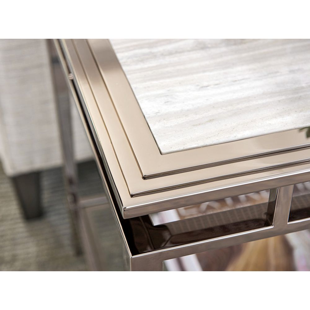Athene Stainless End Table - Platinum