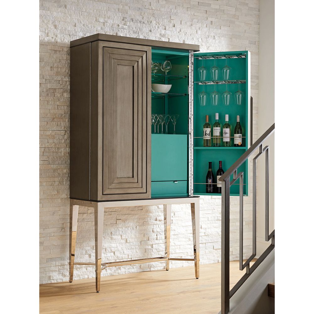 Bar Storage: Cabinets Cheval Bar Cabinet - Platinum