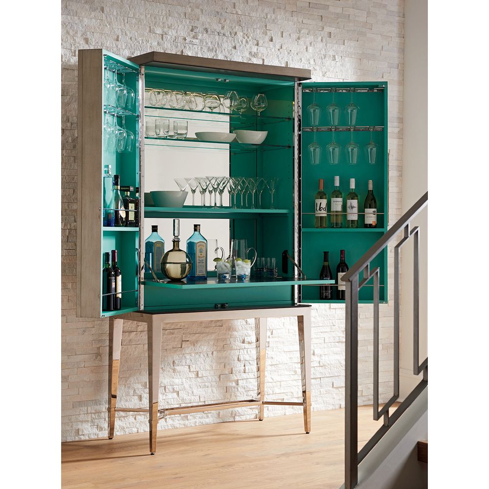 Bar Storage: Cabinets Cheval Bar Cabinet - Platinum