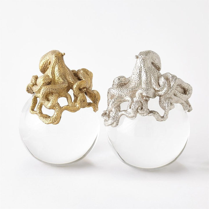 Decorative Objects Octopus on Orb-Brass