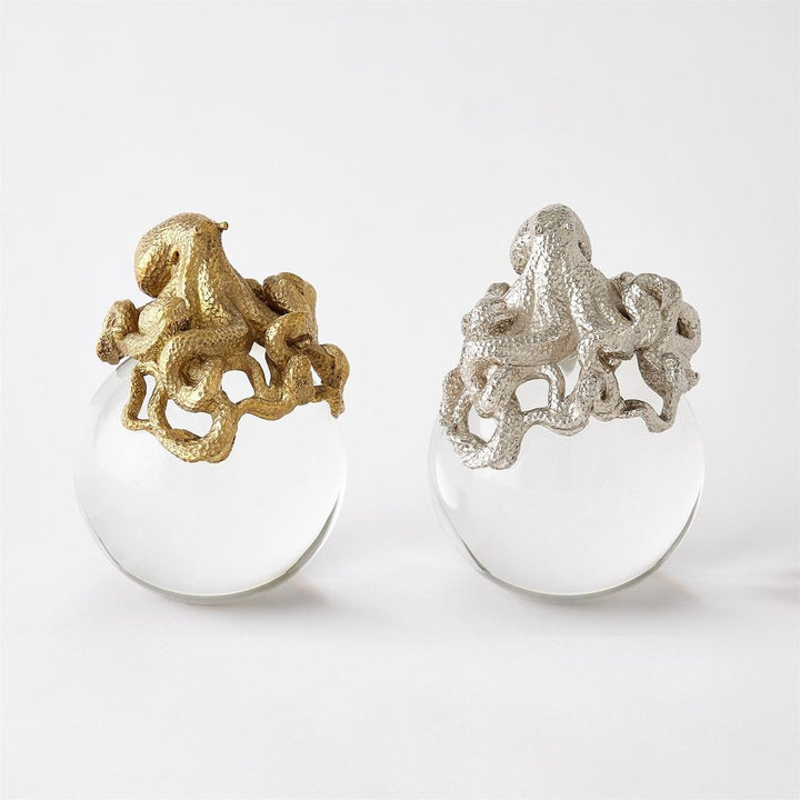 Decorative Objects Octopus on Orb-Brass