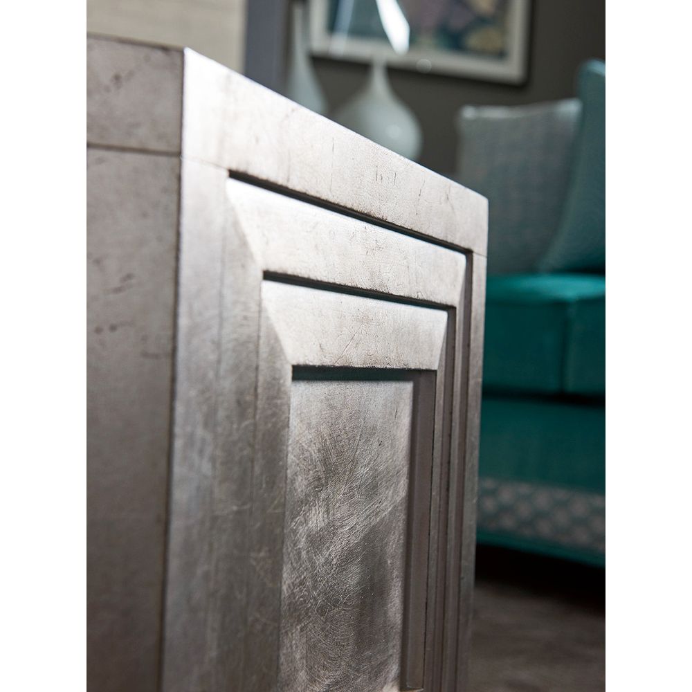 Rochelle Octagonal Cocktail Table - Silver Leaf