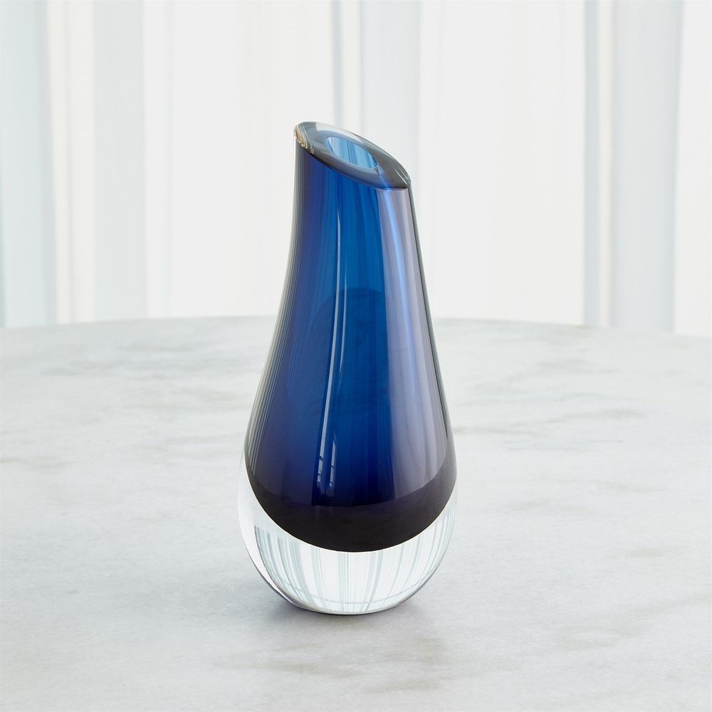 Slant Vase-Blue-Sm
