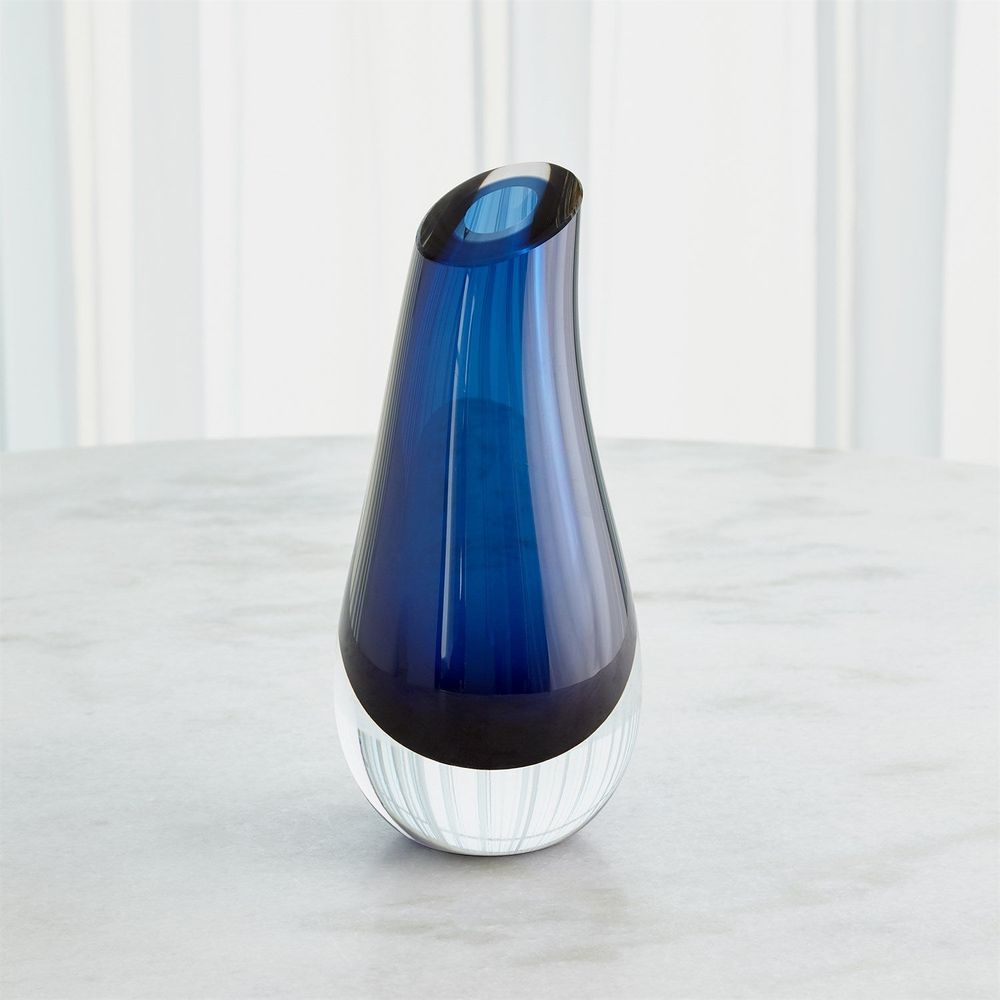 Slant Vase-Blue-Sm