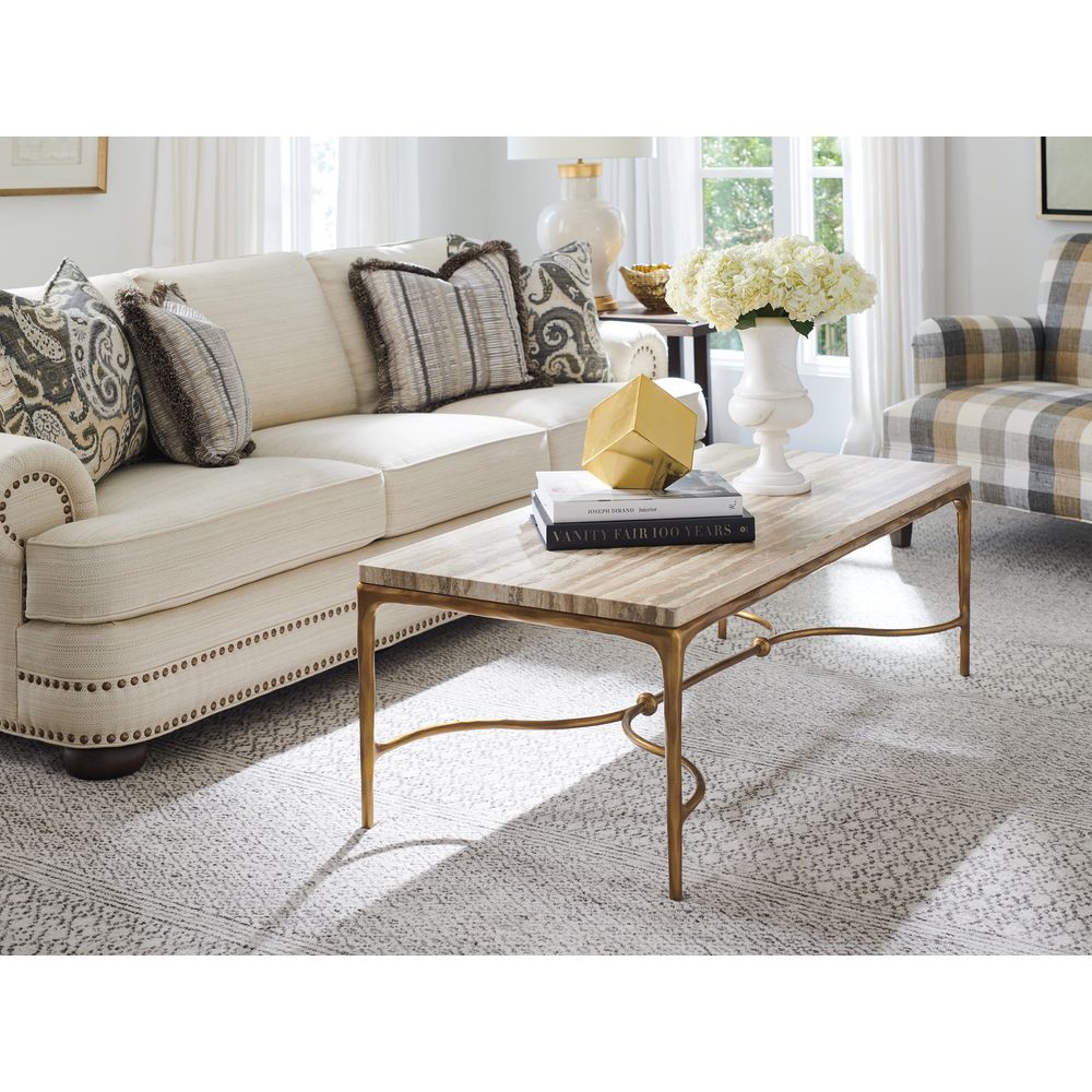 Coffee Tables Menlo Park Rectangular Cocktail Table With Stone Top - Montecito