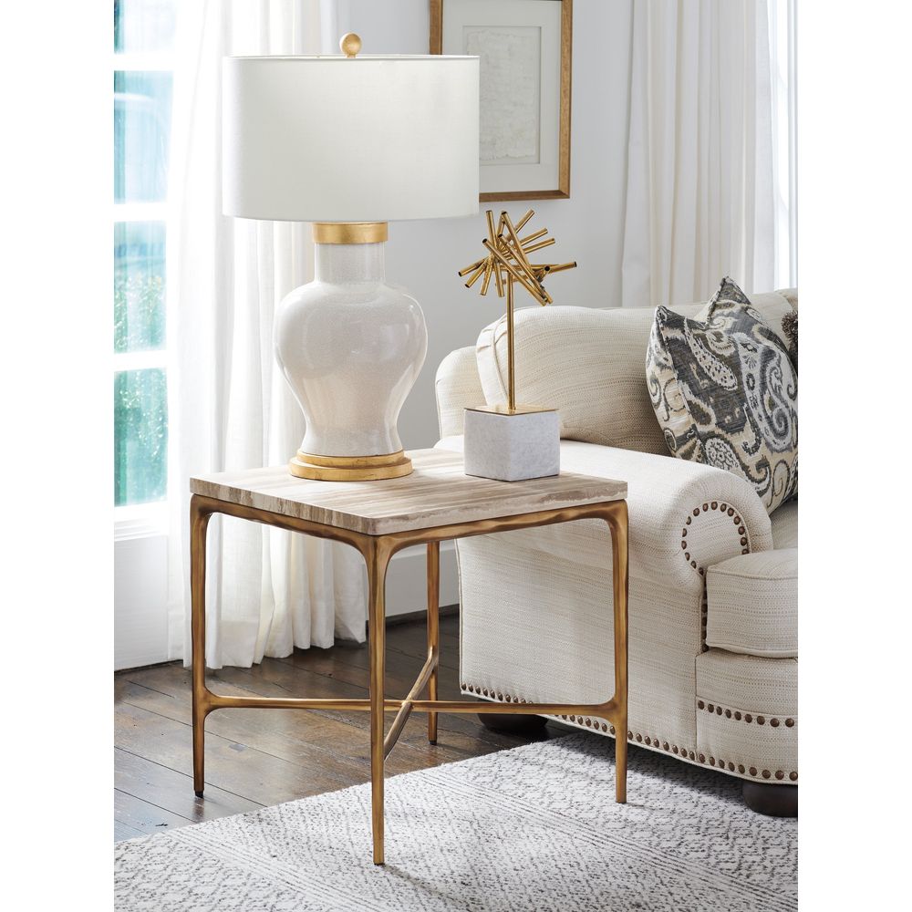 Side Tables Menlo Park Metal End Table With Stone Top - Montecito