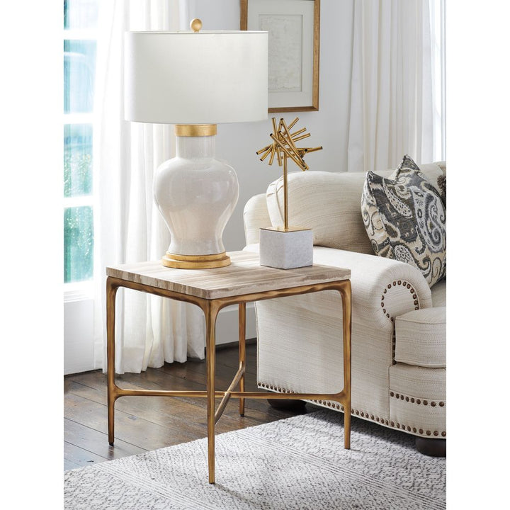 Side Tables Menlo Park Metal End Table With Stone Top - Montecito