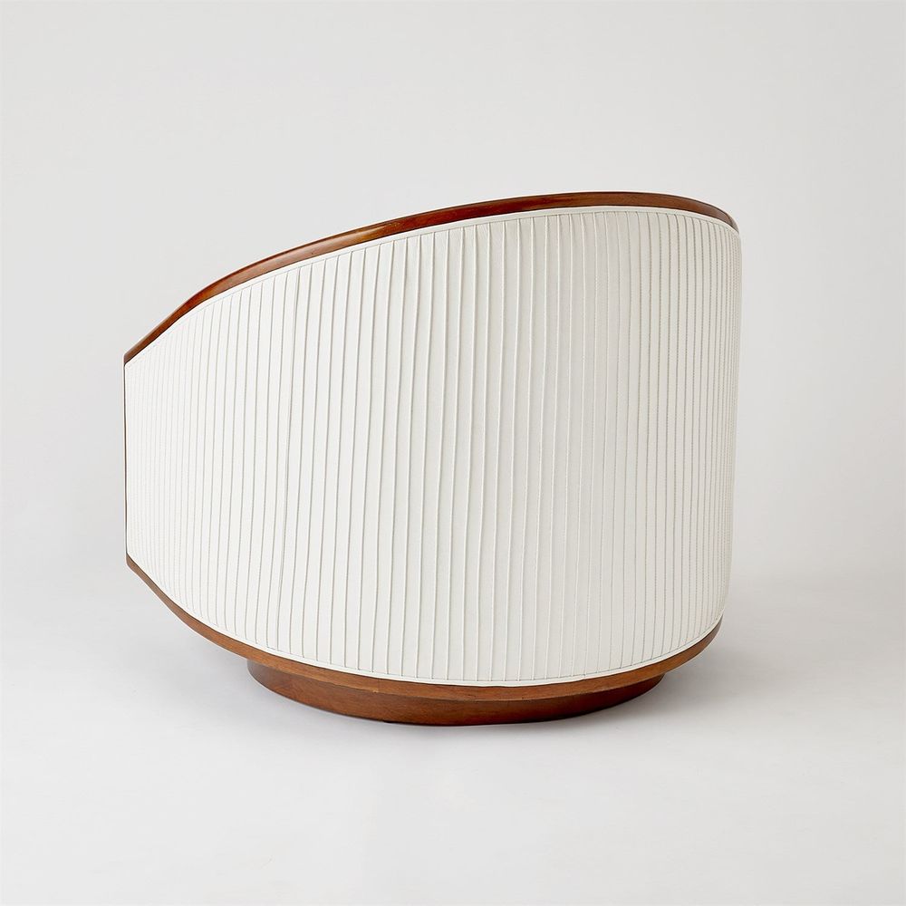 Edward Ribbed Swivel Chair - White Leather