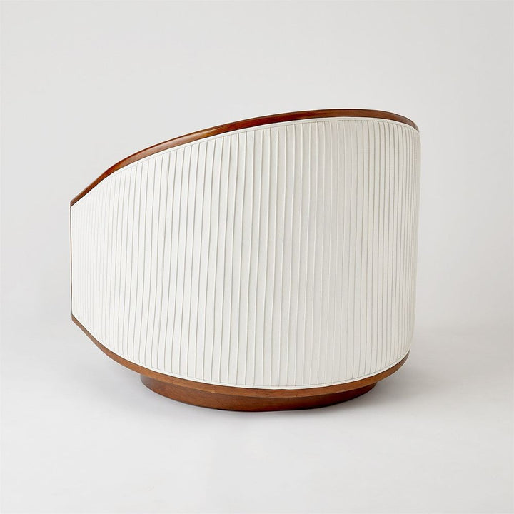 Edward Ribbed Swivel Chair - White Leather