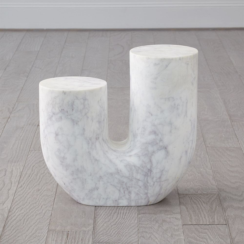 Side Tables Marble Tube Table-White