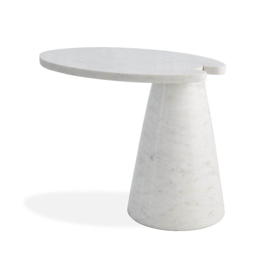Side Tables Cone Cantilever Table - White Marble