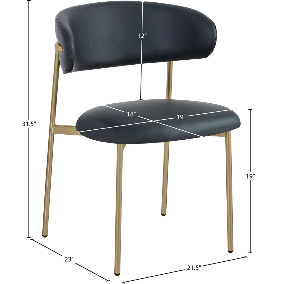 Lupita Vegan Leather Upholstered Dining Chair — Black / Brushed Gold