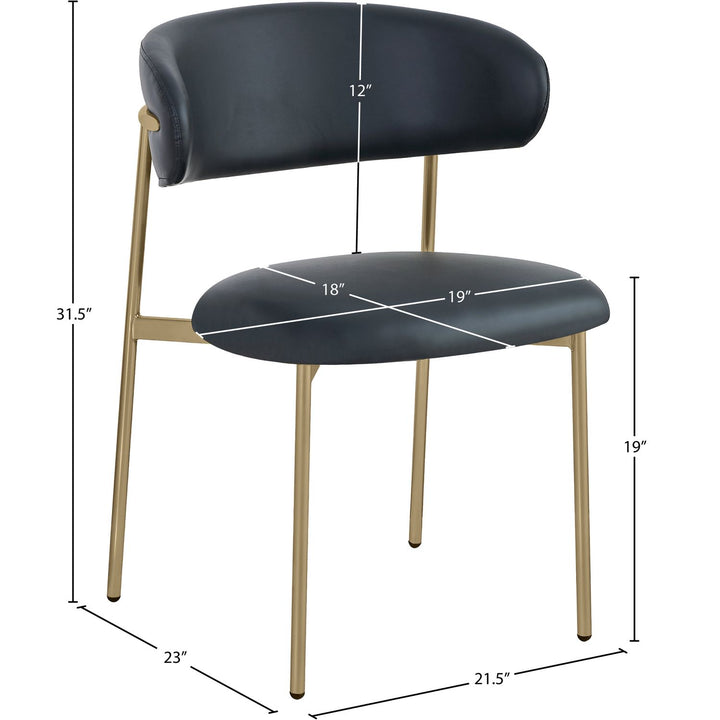 Lupita Vegan Leather Upholstered Dining Chair — Black / Brushed Gold