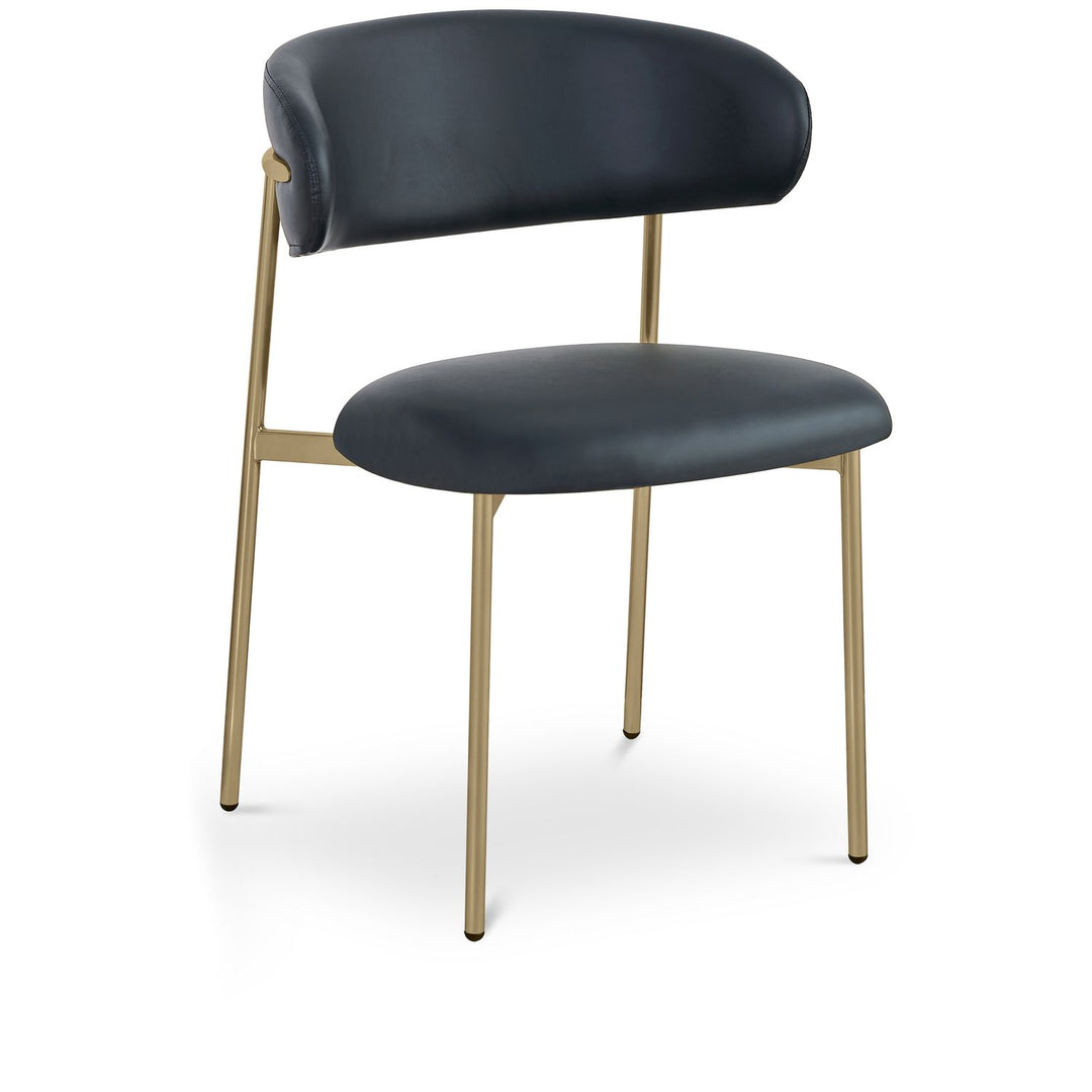 Lupita Vegan Leather Upholstered Dining Chair — Black / Brushed Gold