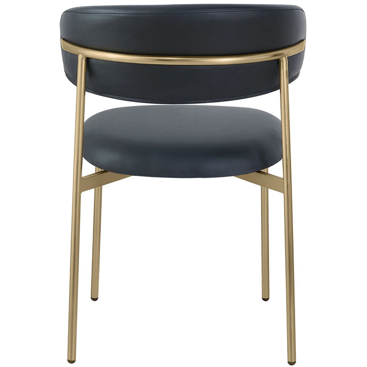 Lupita Vegan Leather Upholstered Dining Chair — Black / Brushed Gold