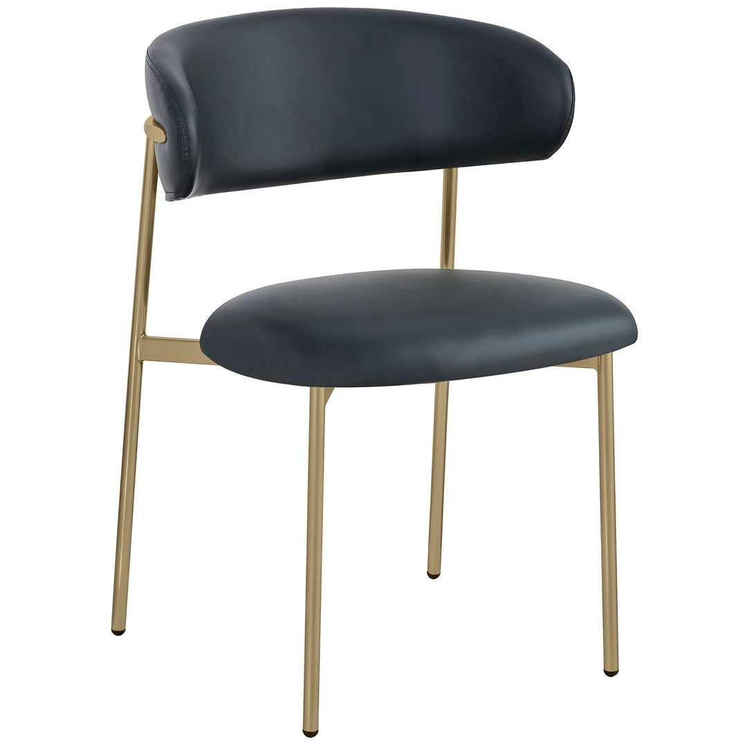 Lupita Vegan Leather Upholstered Dining Chair — Black / Brushed Gold