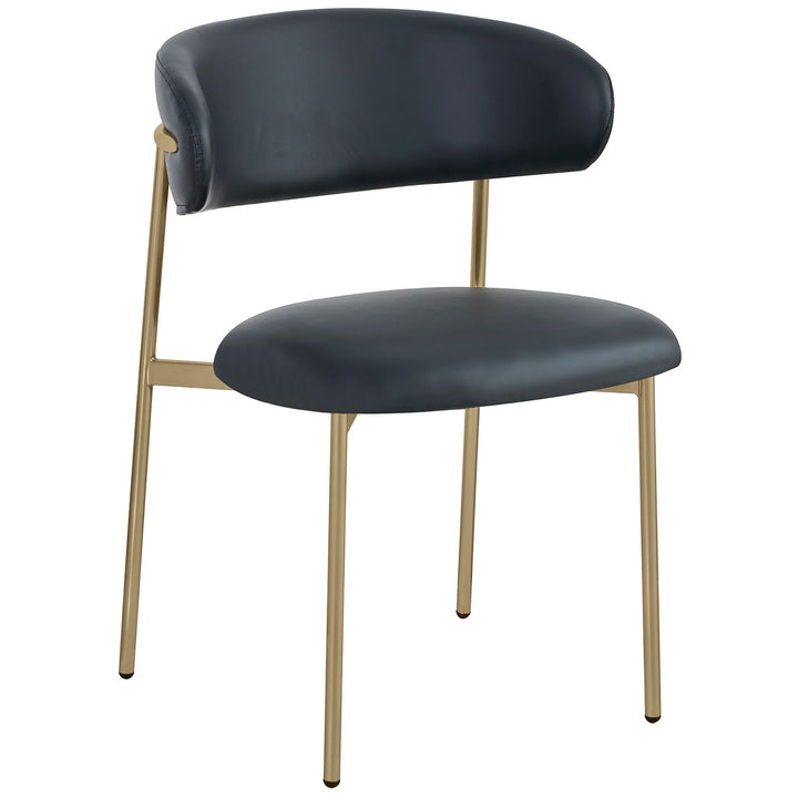 Lupita Vegan Leather Upholstered Dining Chair — Black / Brushed Gold